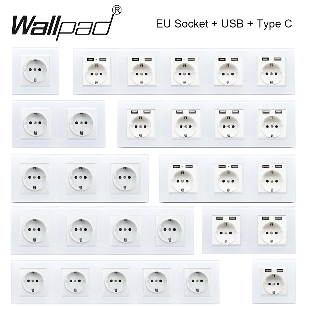 DIY Glass Frame Wall Light Button Switch Power Socket Electrical Outlet White Glass PC Function Key DIY Free S6 Series Wallpad