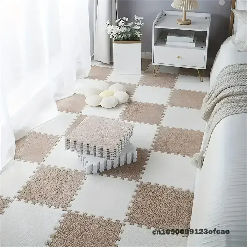 

8/16 Plush Foam Mat Interlocking Bedside Rug Soft and Fluffy Foam Floor Tile Perfect for Living Room and Bedroom Decor Kids' Gym