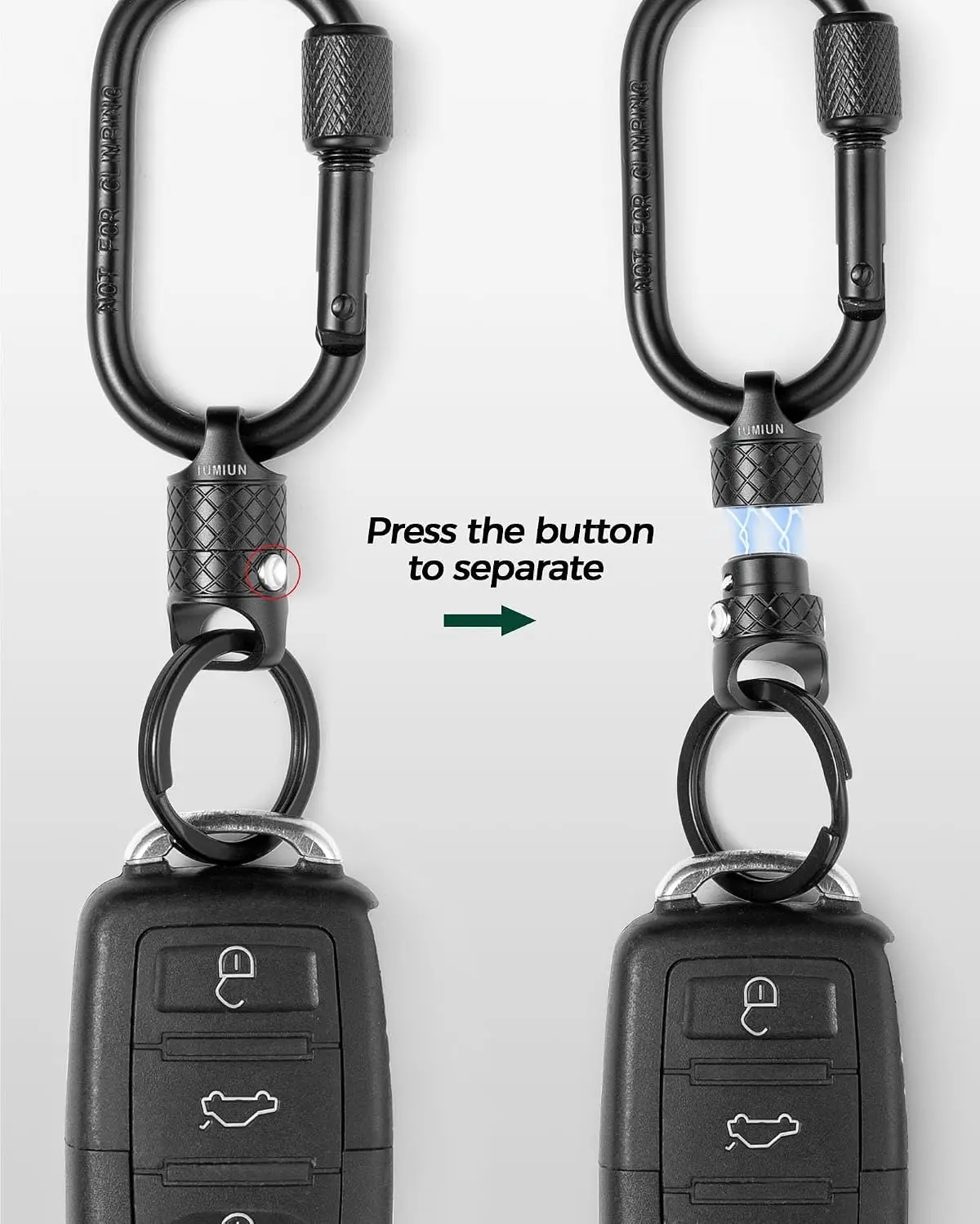Quick Release Magnetic Keychain, Anti-Fall Detachable Magnet Key Chain with 2 Safety Lock Buttons