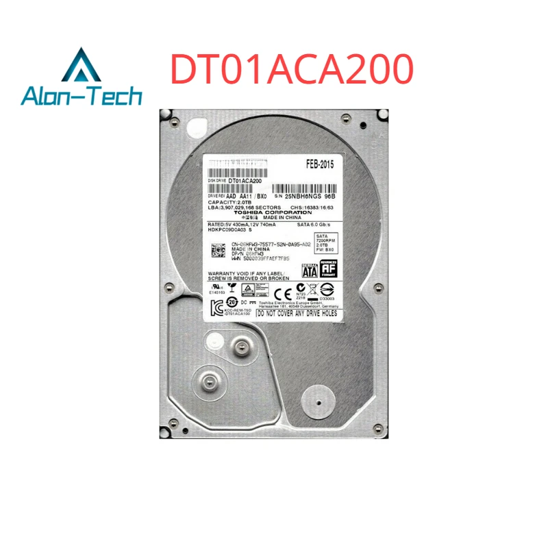 For To-shiba DT01ACA200 2TB 7200 RPM 64MB Cache SATA 6.0Gb/s 3.5