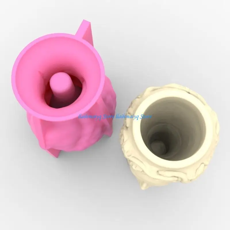 573B Flower Pot Mold Silicone Flowerpot Plant Vintage Mould Concrete Cement