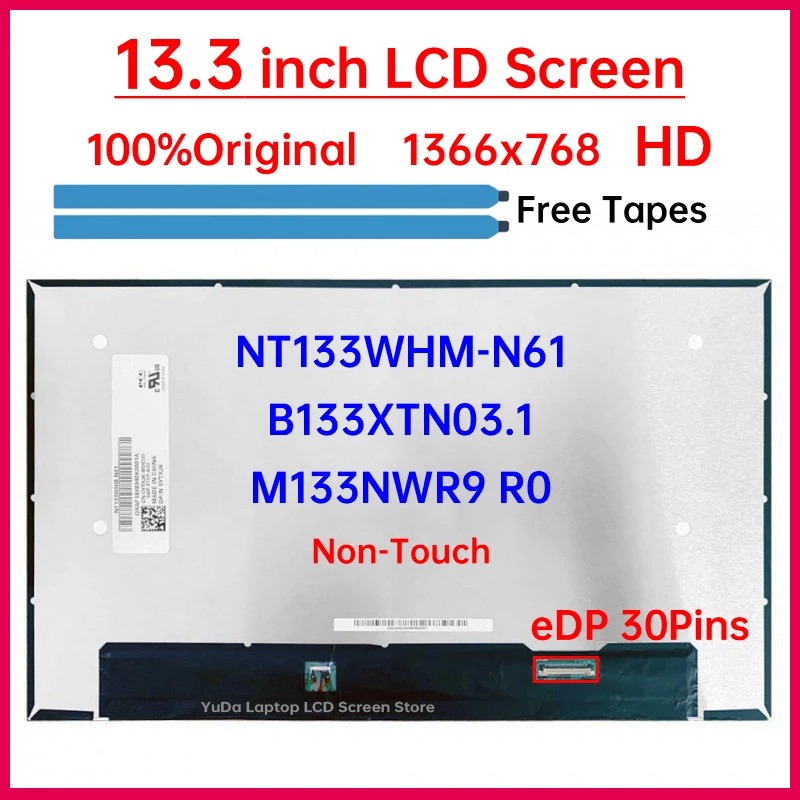 13.3 Inch Laptop LCD Screen NT133WHM-N61 B133XTN03.1 M133NWR9 R0 For Dell Latitude 5300 5310 7300 7310 Display Panel eDP 30 Pins