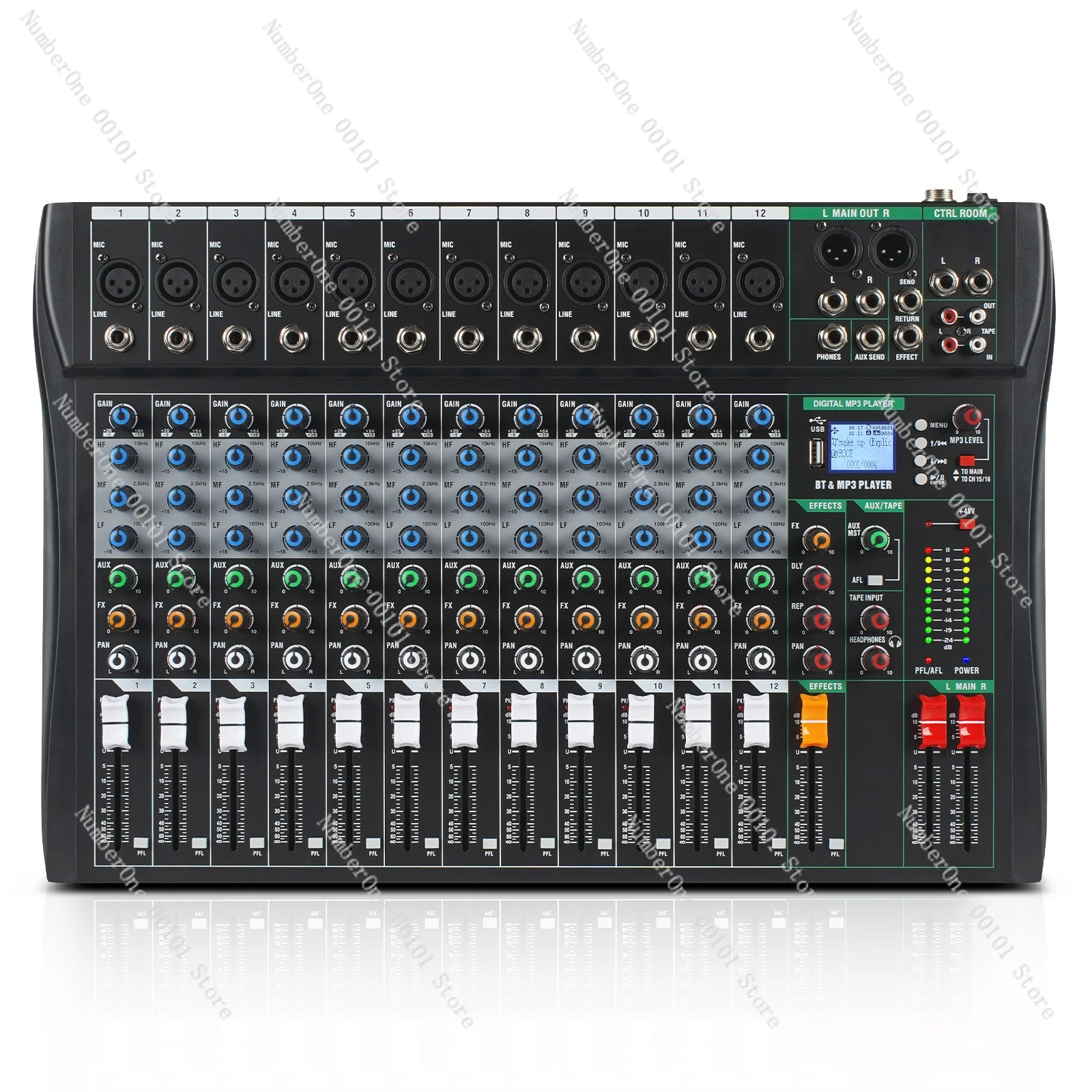 

12-channel mixer with reverb, Bluetooth playback, multi-channel mixer, equalization CT120 amplifier
