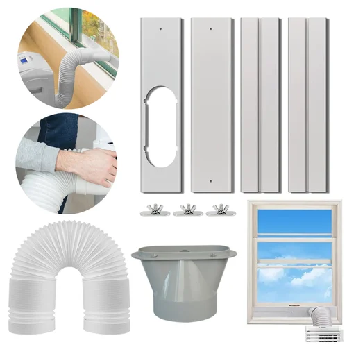 Kit de ventilación de ventana de aire acondicionado portátil, manguera de escape de CA, acoplador Universal, sello de ventana ajustable, tubo de extensión de conducto Universal