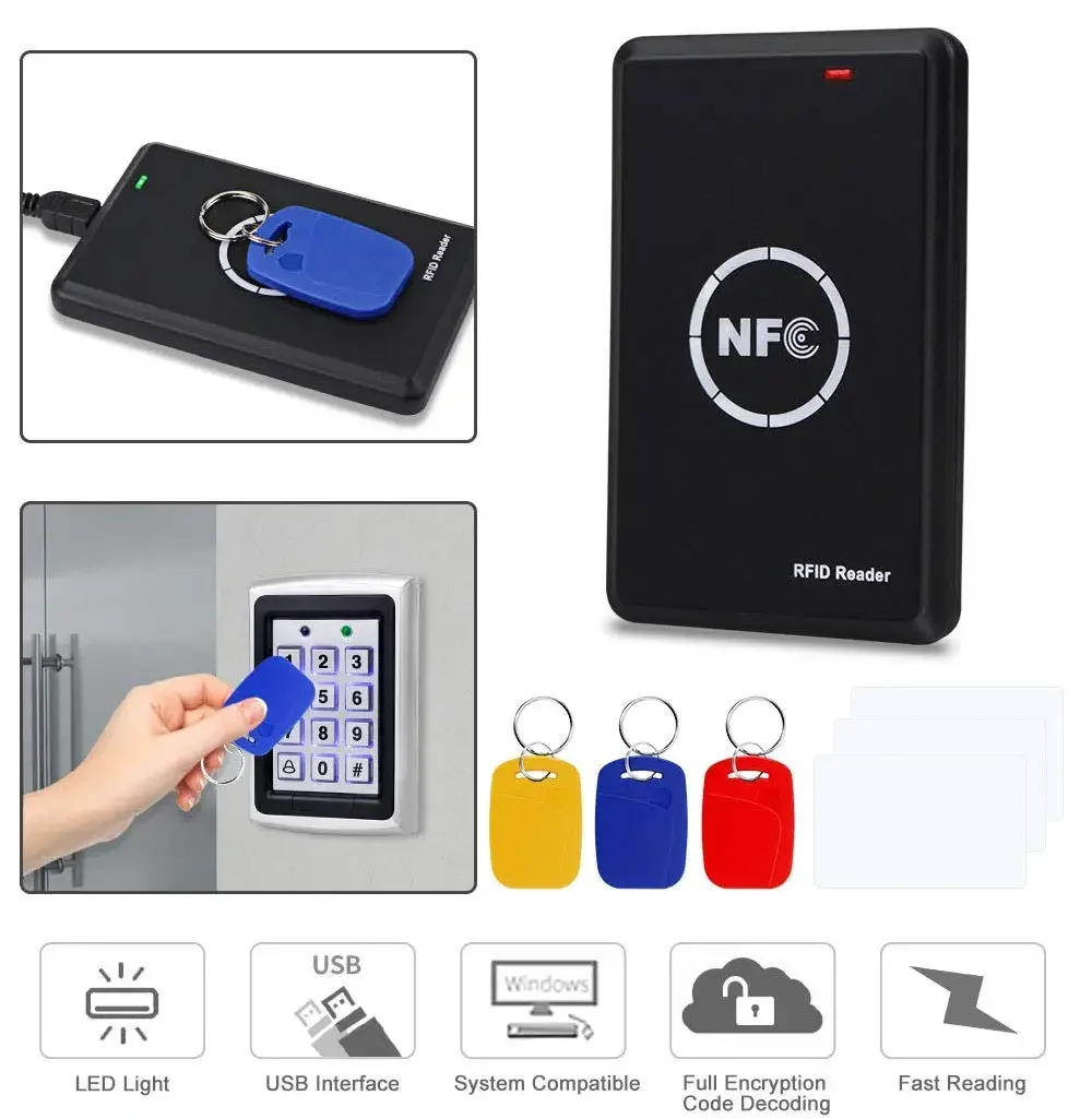 NFC Smart Card Reader Writer RFID Copier / Duplicator 125KHz 13.56MHz USB Programmer Key fobs Card ID IC EM UID EM4305 T5577 Tag