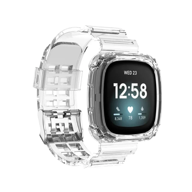 Capa transparente e pulseira para fitbit versa 3, pulseira inteligente para fit bit versa sense versa lite sense 2