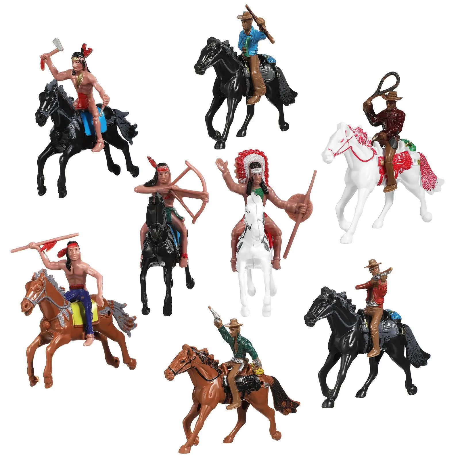 Cowboy Toys Plastic Figures Decorations Riding Figures Kids Models Character Model Toy Lifelike Details Strong Sturdy Compact
