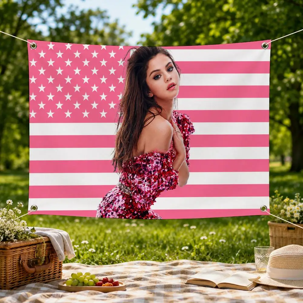 Music Artist Popular S-Selena Gomez Flags Wall Hanging Flag Banner for Bedroom Dorm Party Festival Camping Indoor Outdoor Decor