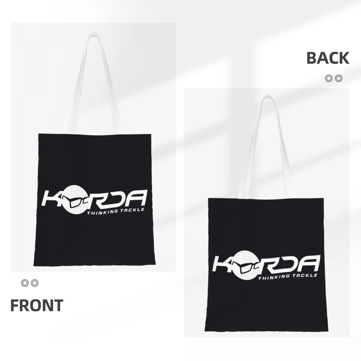 Custom Korda Fishing Logo Shopping Canvas Bags Women Durable Groceries Fisherman Gift Shopper Tote Bags