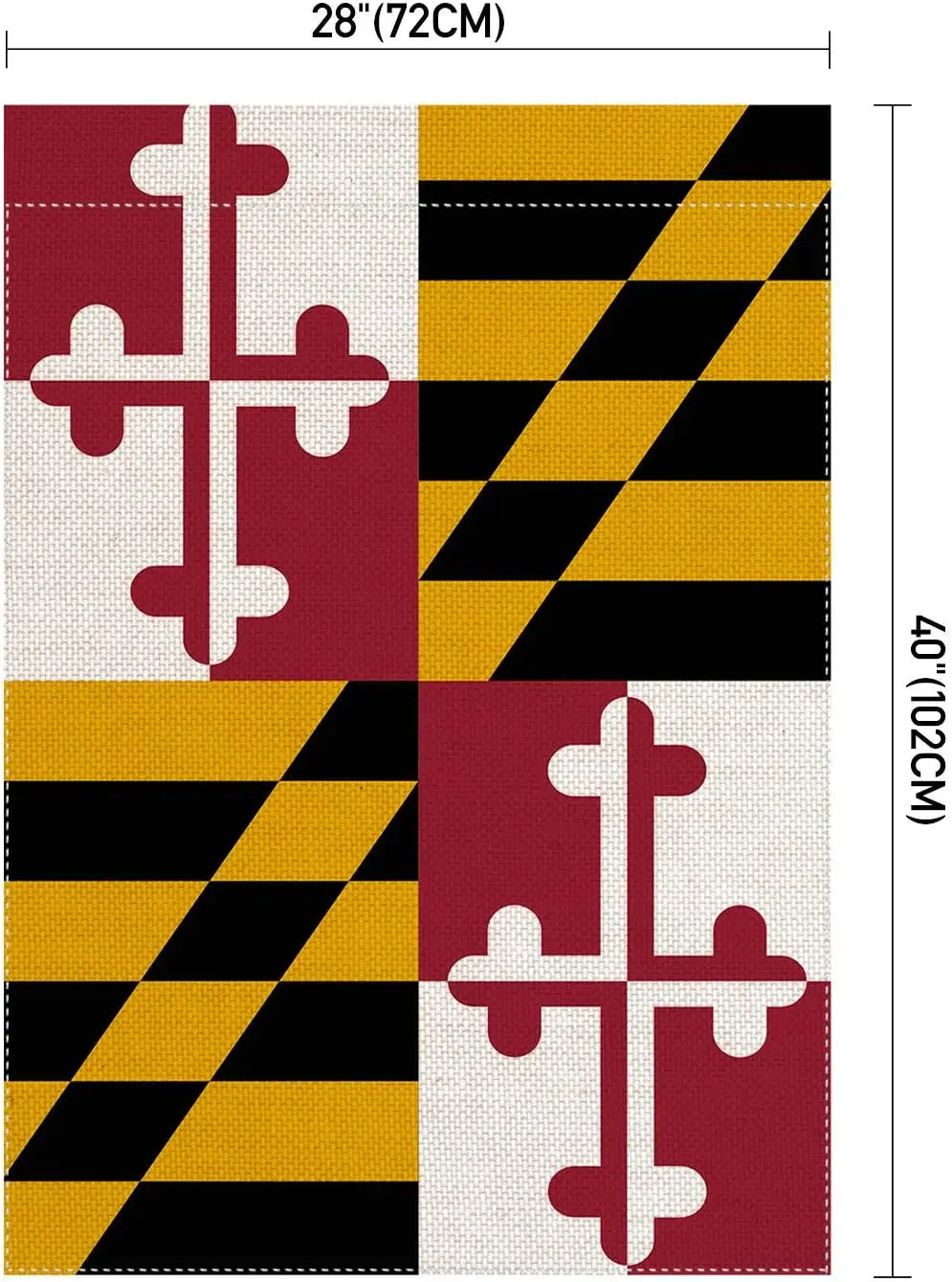 Maryland State 28 x 40 House Flag Double Sided, Maryland State Burlap Garden Yard Decoration, Red White Yellow Black Outdoor EEZ