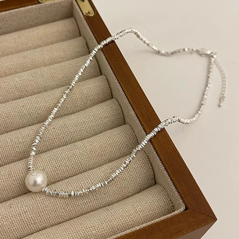 Women's 925 Sterling Silver Simple Pearl Necklace