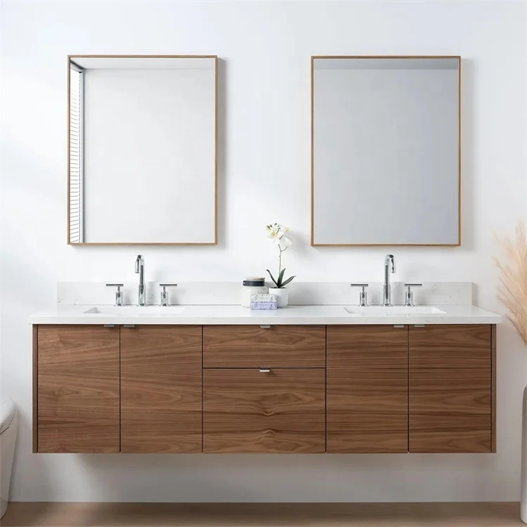 Modern Design Wooden Vanity Durable Fashionable Bathroom Cabinet Affordable Price Bathroom Vanity with Double Sink Basin