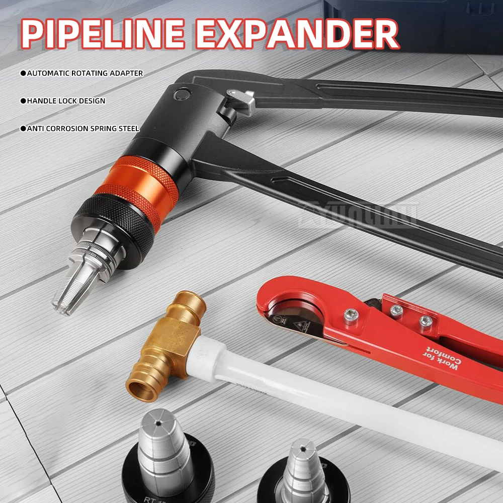 

Rotary Manual Pipe Expander Tool Kit,1 4/3 2/1inch Expansion Heads for PEX Tubing, Hand Flaring Tool for Plumbing Heating