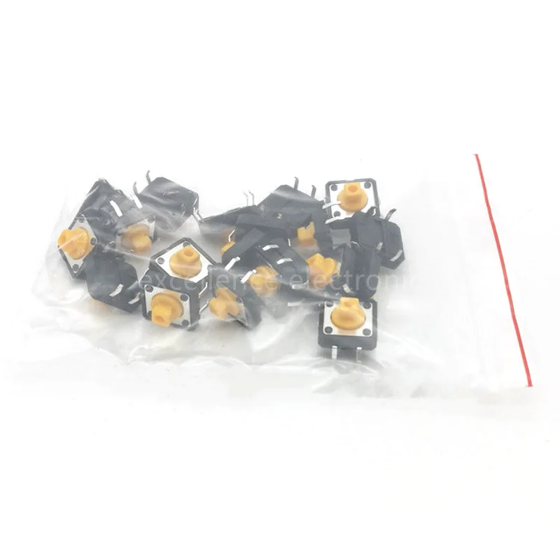 20PCS 12x12x7.3mm Tactile Switches Yellow Square Push Button Tact Switch 12*12*7.3 mm Micro Switches