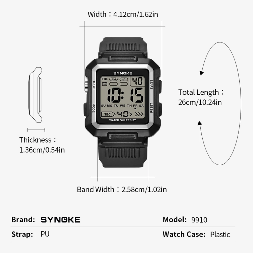 Military Watches for Men, Tactical Watches for Men, SYNOKE Digital Watch, Outdoor Mens Wrist Watches Easy Reader