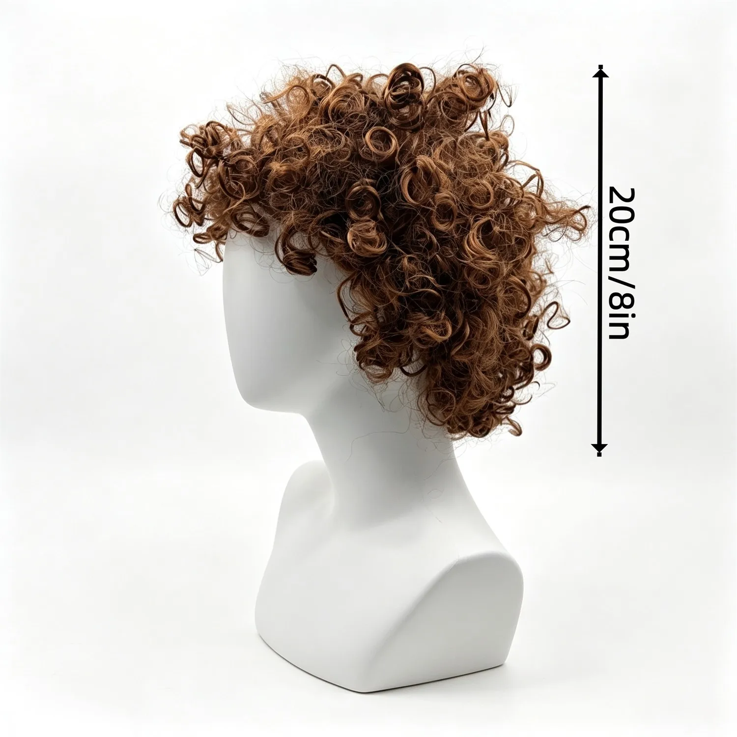Afro Kinky Curly Wig Short 8 Inch Brown 250% Density Heat Resistant Synthetic Wig, Costumes wigs, role playing, weddings