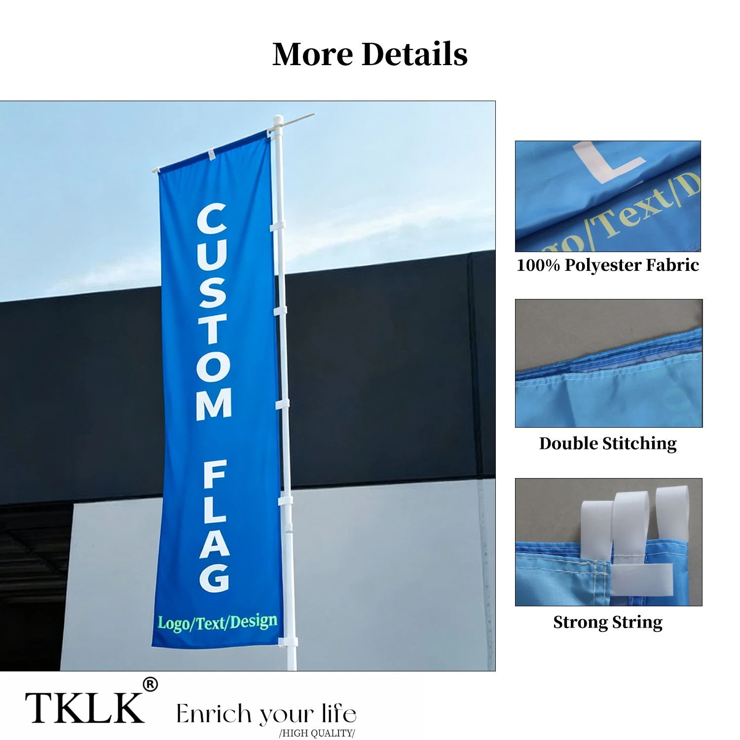 Custom Nobori Flag(ONLY FLAG), Personalized Vertical Banner, Single / Double Sided Outdoor Advertising Sign with Loop image 5