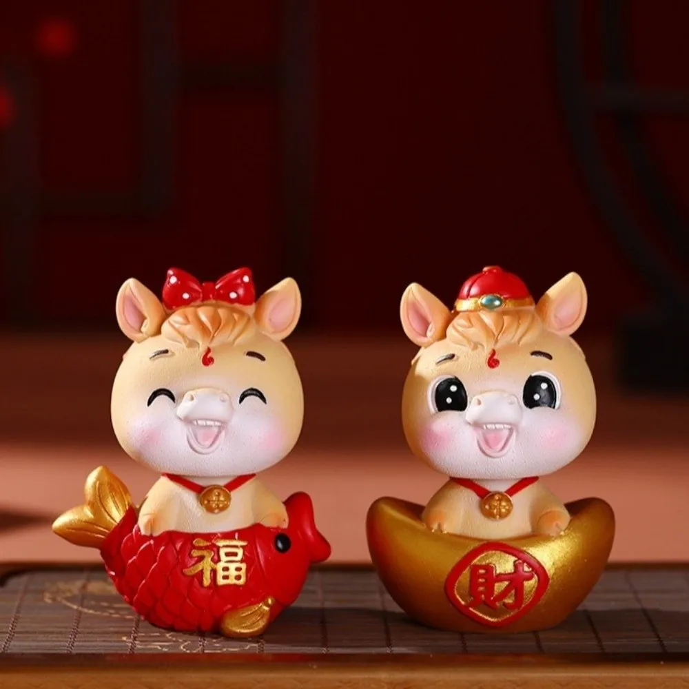 كارتون 2026 تمثال حصان مصغر من الراتنج لتقوم بها بنفسك تهز الحصان زخرفة لطيف سنة من مهرجان الحصان زخرفة مهرجان الربيع #5