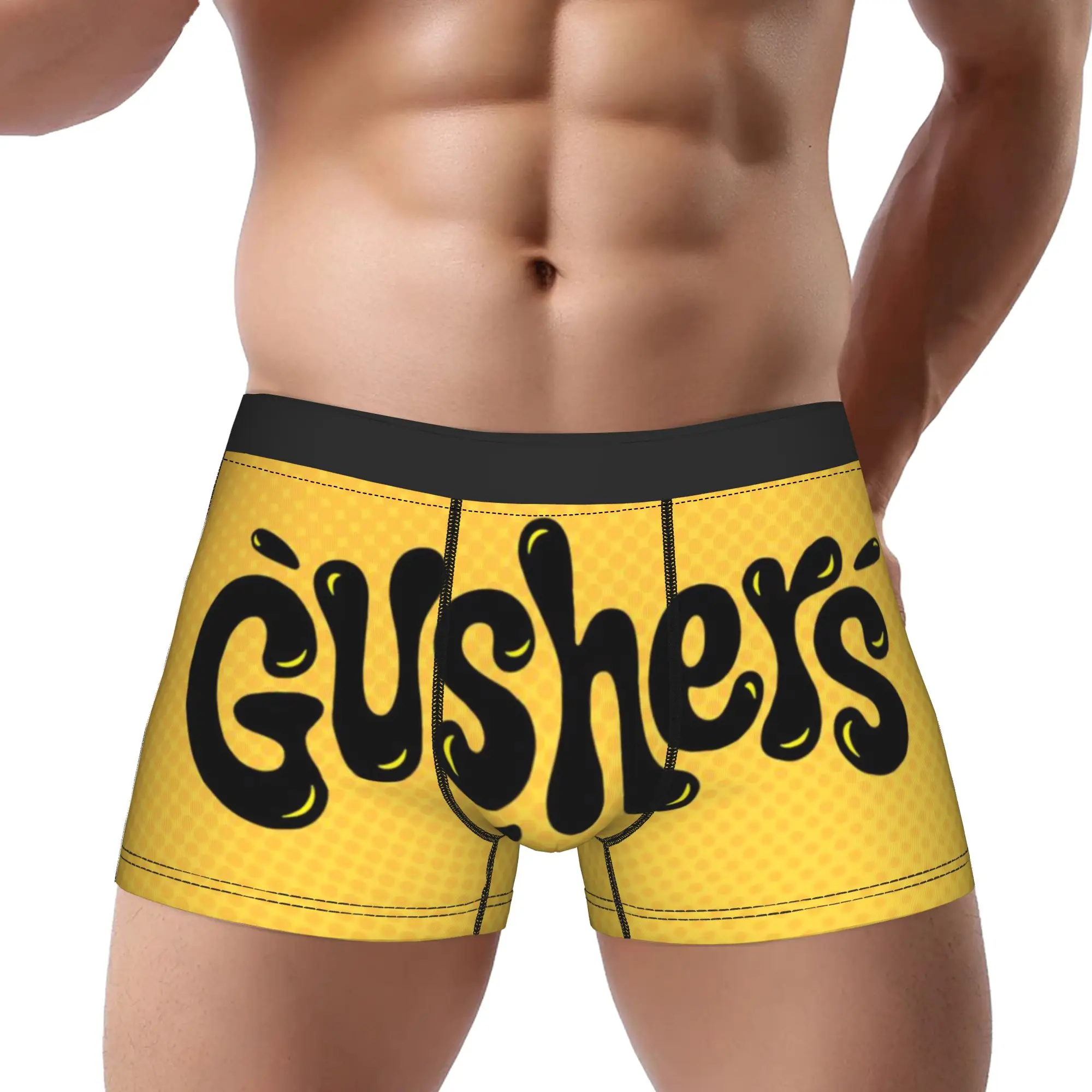 

Желтые (1) трусы-боксеры Gushers для мужчин, мужское нижнее белье с принтом, шорты-боксеры