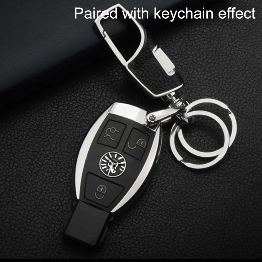 One Click Open Car Key Chain Pendant Double Ring Thickened Loss-proof Metal Simple and Fashionable Portable Men\'s Belt Key Chain