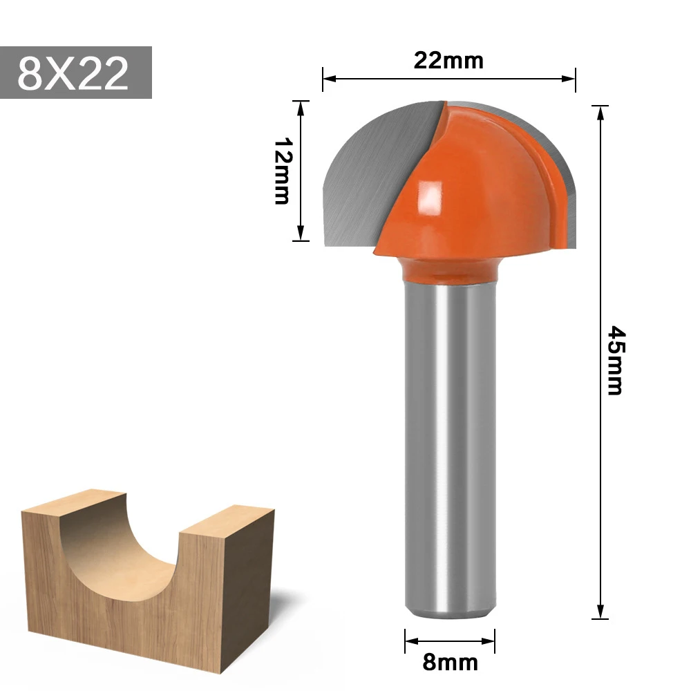 6/8mm Shank Ball Nose End Mill Wood Router Bit Set Round Cove CNC Milling Cutter Radius Core Box Solid Carbide Woodworking Tools