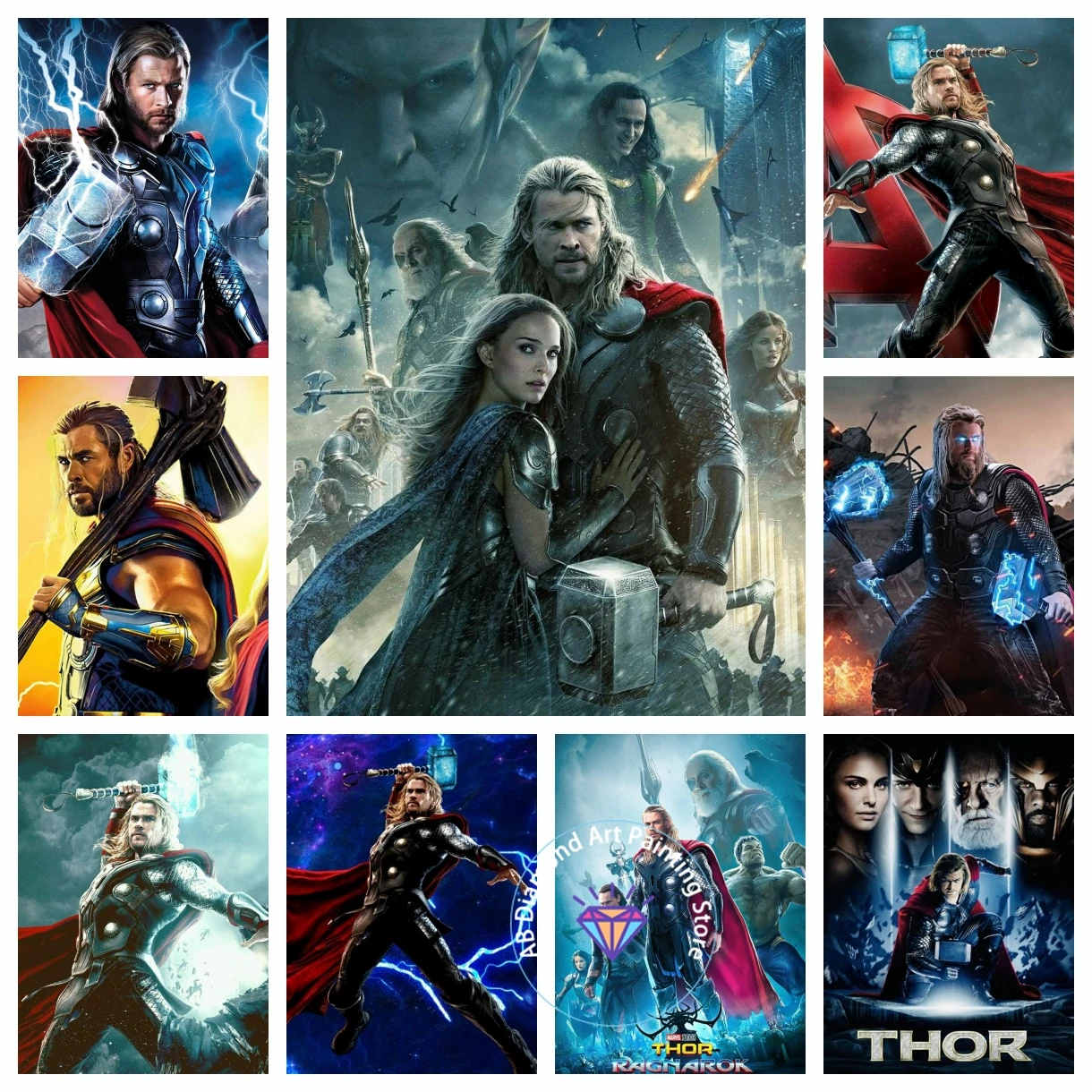 

Thor Marvel Movie AB Diamond Painting Kit DIY 5D Diamond Embroidery Cross Stitch Handmade Art Gift Crafts Home Decor Gift