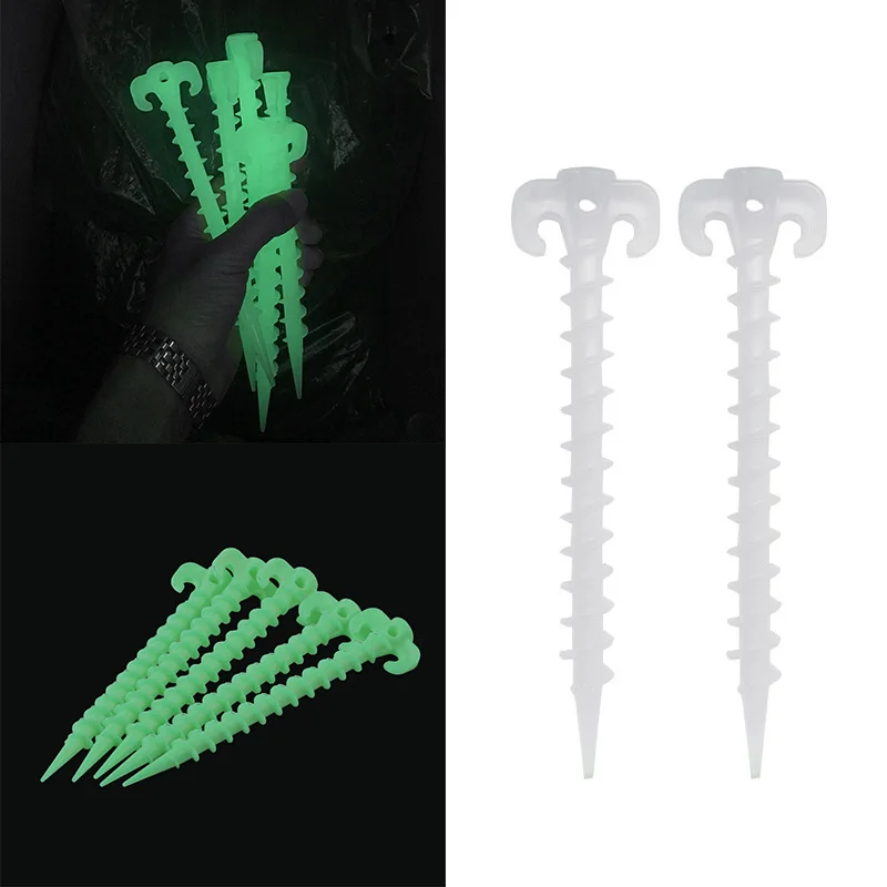 Awning Nails Anchor Screw Luminous High Quality Durable Convenient Screw Pegs Outdoor Camping Hiking Fishing 5PCST Spiral Nails