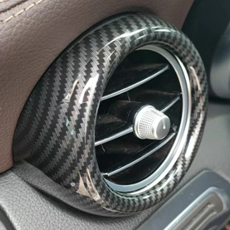 Car Styling Front Air Conditioning Vents Rings Decor Cover Trim Carbon Fiber Color For Mercedes Benz GLC 2020-2022 Accessories