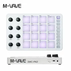 M-VAVE SMC-PAD Wireless MIDI Controller Suitable Percussion Keyboard USB-C Interface Portable Design Small MIDI Pad