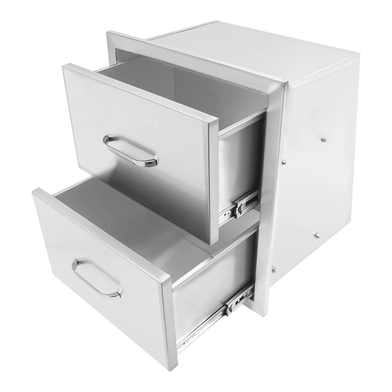 18x21x13" Heavy-Duty Stainless Steel Pull-Out Drawer-Weatherproof Organizer for Outdoor Kitchen & BBQ Island, Tool-Free Install