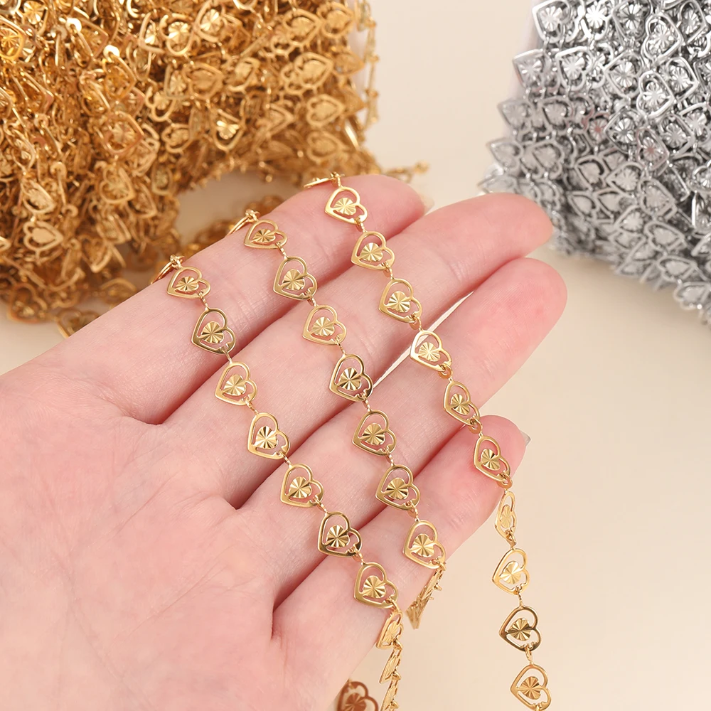 1meter Stainless Steel Double Peach Heart Chains for Jewelry Making DIY Women Men Necklace Bracelet Bulk Chain Accessories view 6