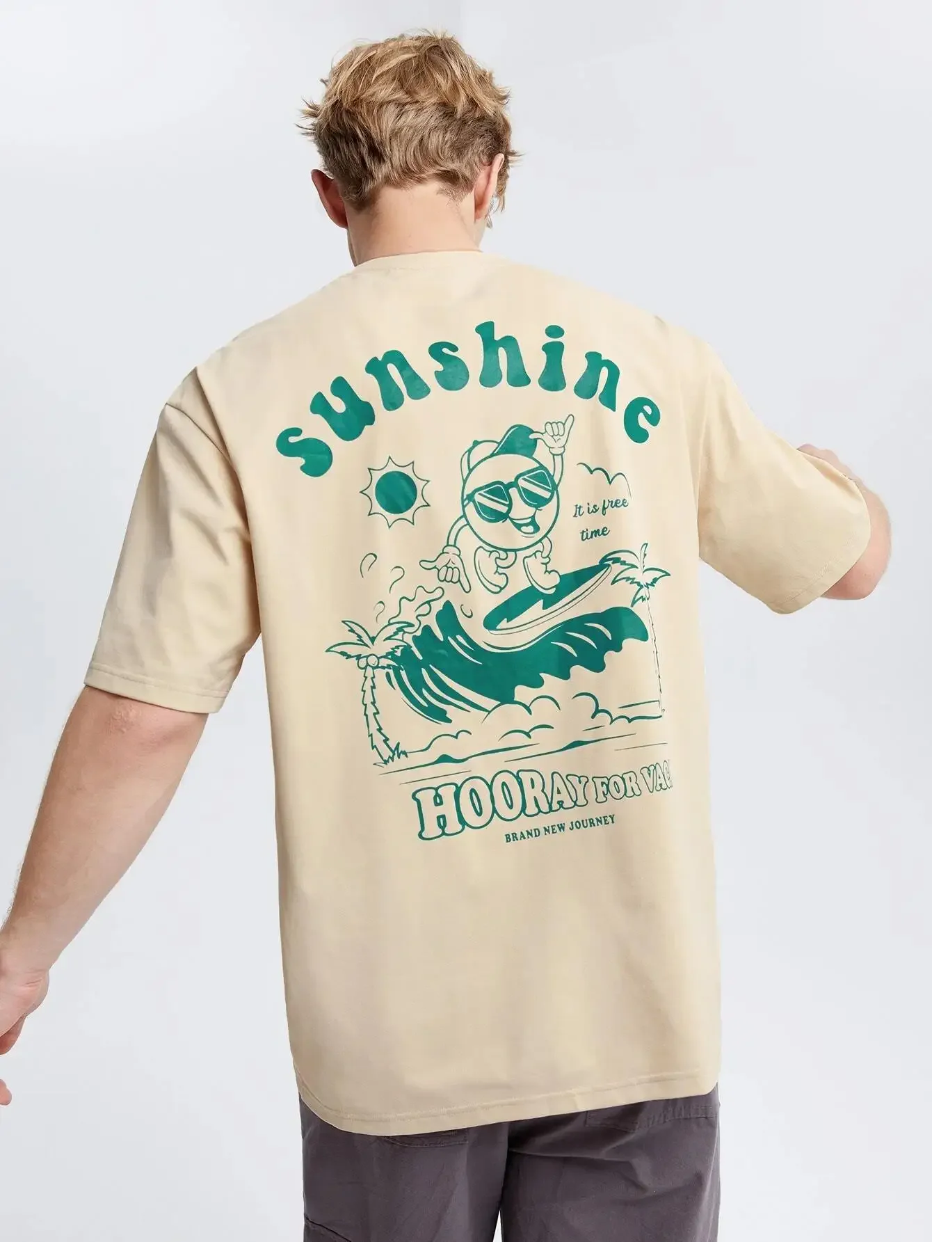 Sunshine Hooray For Vacay Brand New Journeymale T Shirt Comfortable T-Shirts Summer Cotton Hip Hop Clothing Loose Clothes