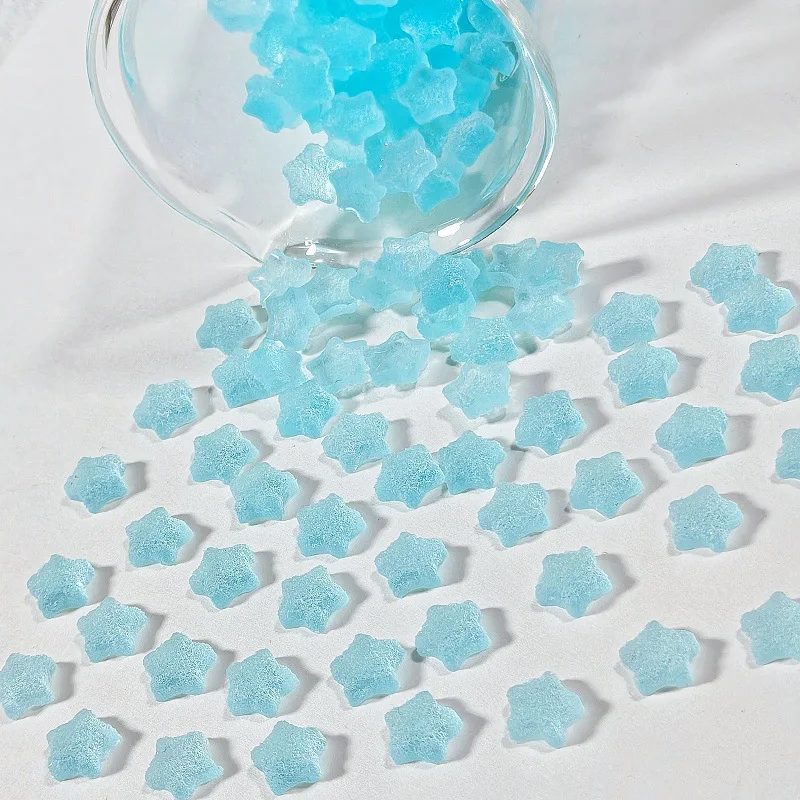 50/100Pcs 8mm Mini Star Candy Resin Charms Tiny Pentagram Micro Food Toy For Nail Art Earrings Dollhouse DIY Craft Supplies