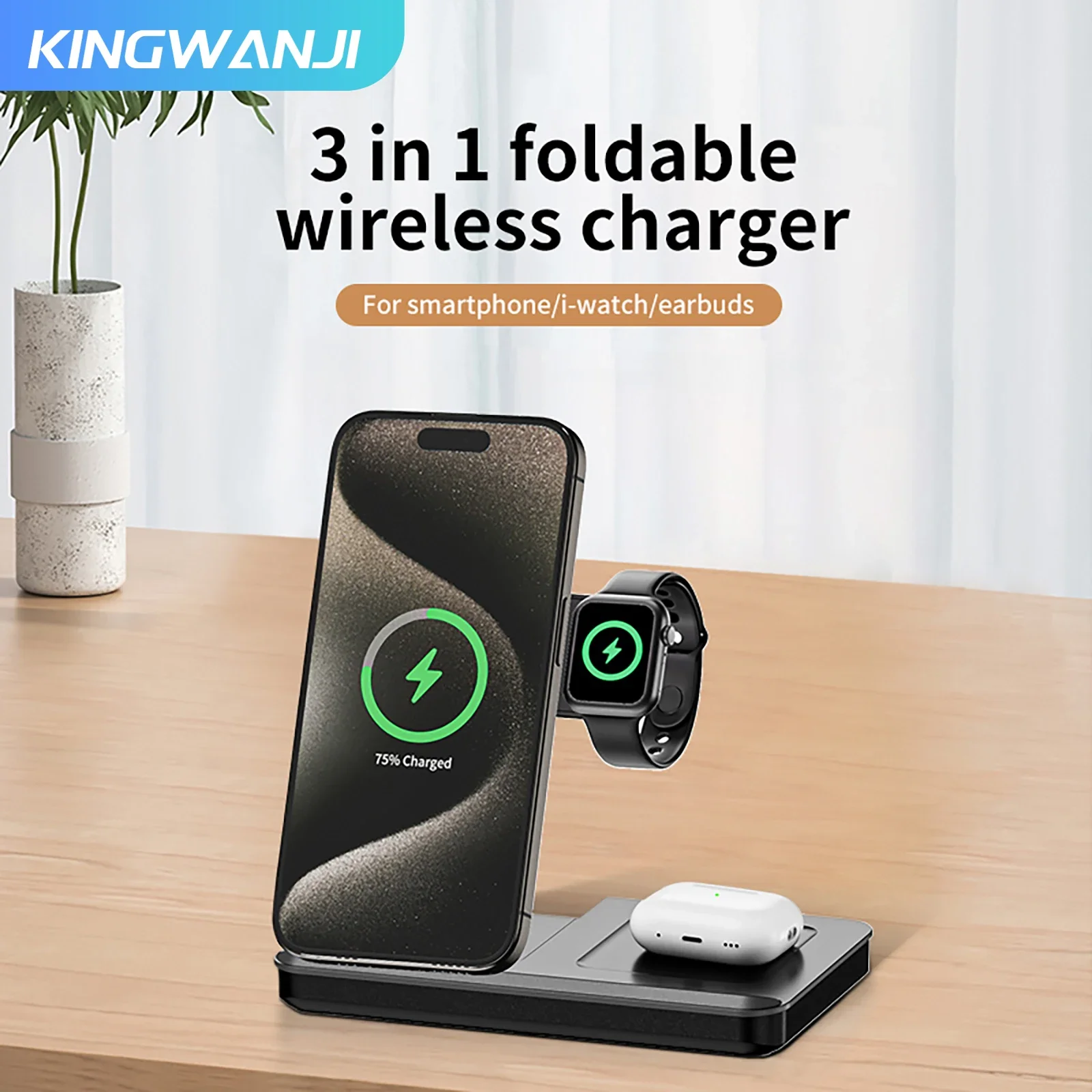 

T13 3 in 1 Wireless Charger For iPhone 12 13 14 15 Magsafe Charger Airpods Pro Apple Watch 9 8 7 6 QI Fast Charging Station