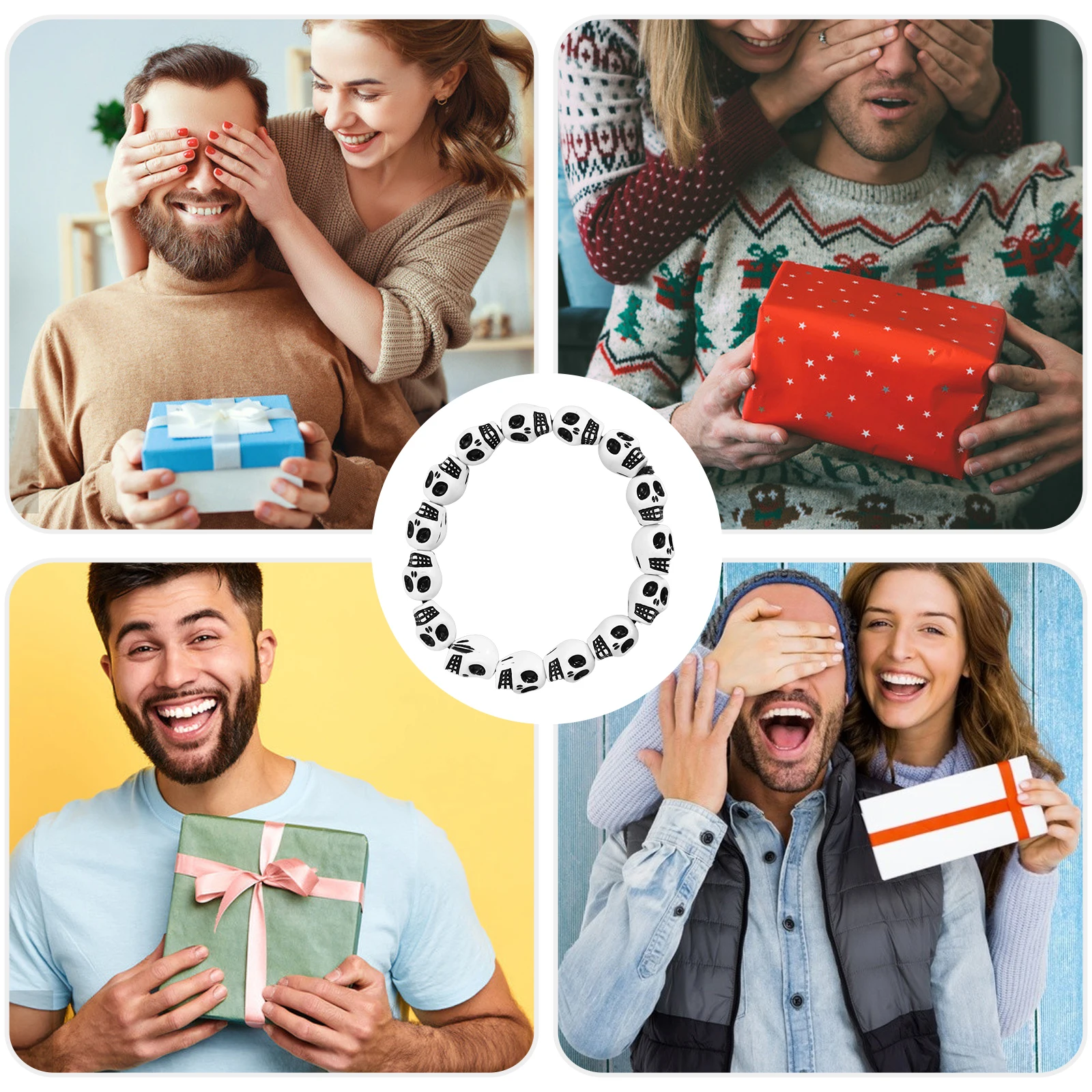 Stile Uomo Donna Gioielli Bracciale con teschio in resina Braccialetti con perline con teschio di moda Accessori per braccialetti con perline