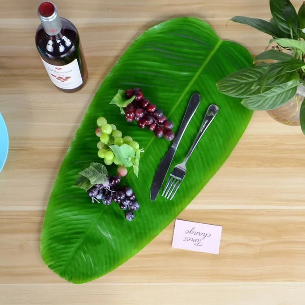 5PCS Large Artificial Banana Leaves Faux Tropical Leaves For Hawaiian Luau Party Banana Leaf Simulation Plant Decoration New