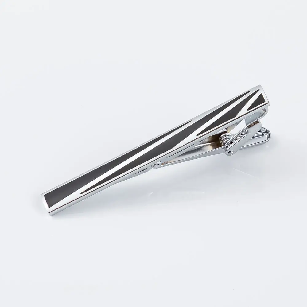 أزياء ربطة عنق معدنية كليب بسيط الأعمال الزفاف الأسود المينا رابطة عنق كليب للرجال التعادل بالجملة