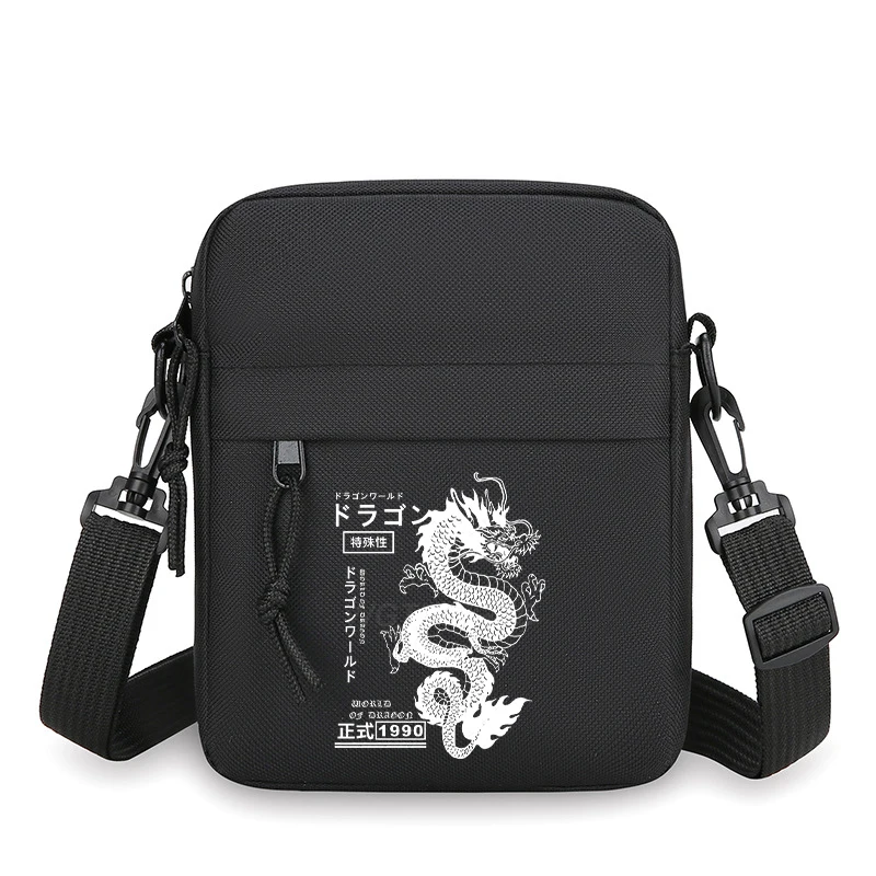 Chinese Dragon Print Mini Oxford Crossbody Bag Women Men Adjustable Strap Lightweight Foldable Harajuku Dragon Shoulder Bag