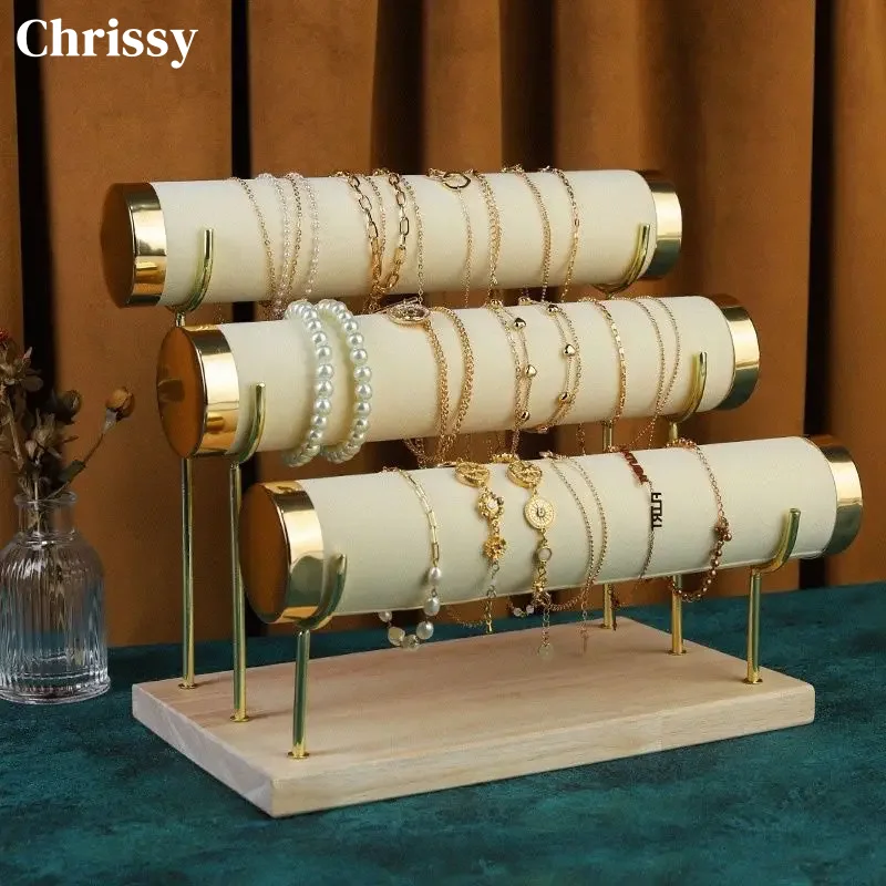 

Detachable Bracelet Holder Jewelry Storage Stand with Wooden Tray Jewelry Holder for Jewelry Display