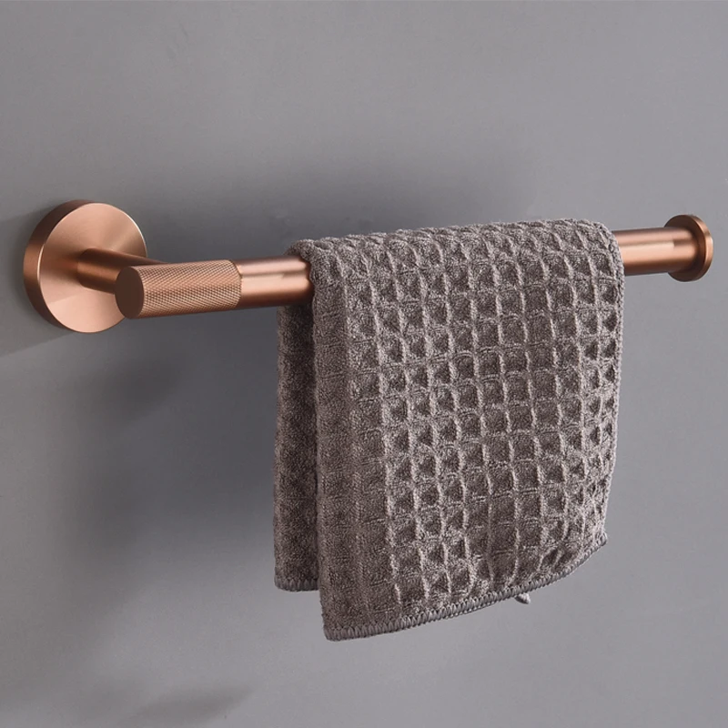 Brushed Rose Gold Accessories Set Wall-Mounted Towel Rack Toilet Brush Holder Toilet Paper Holder Towel Bar Soap Dish Hardware