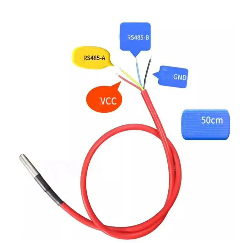 Taidacent Modbus RTU Temperature Sensor Rs485 Temperature Sensor Probe 125C Waterproof Industrial Monitor Transmitter Sensor 1m