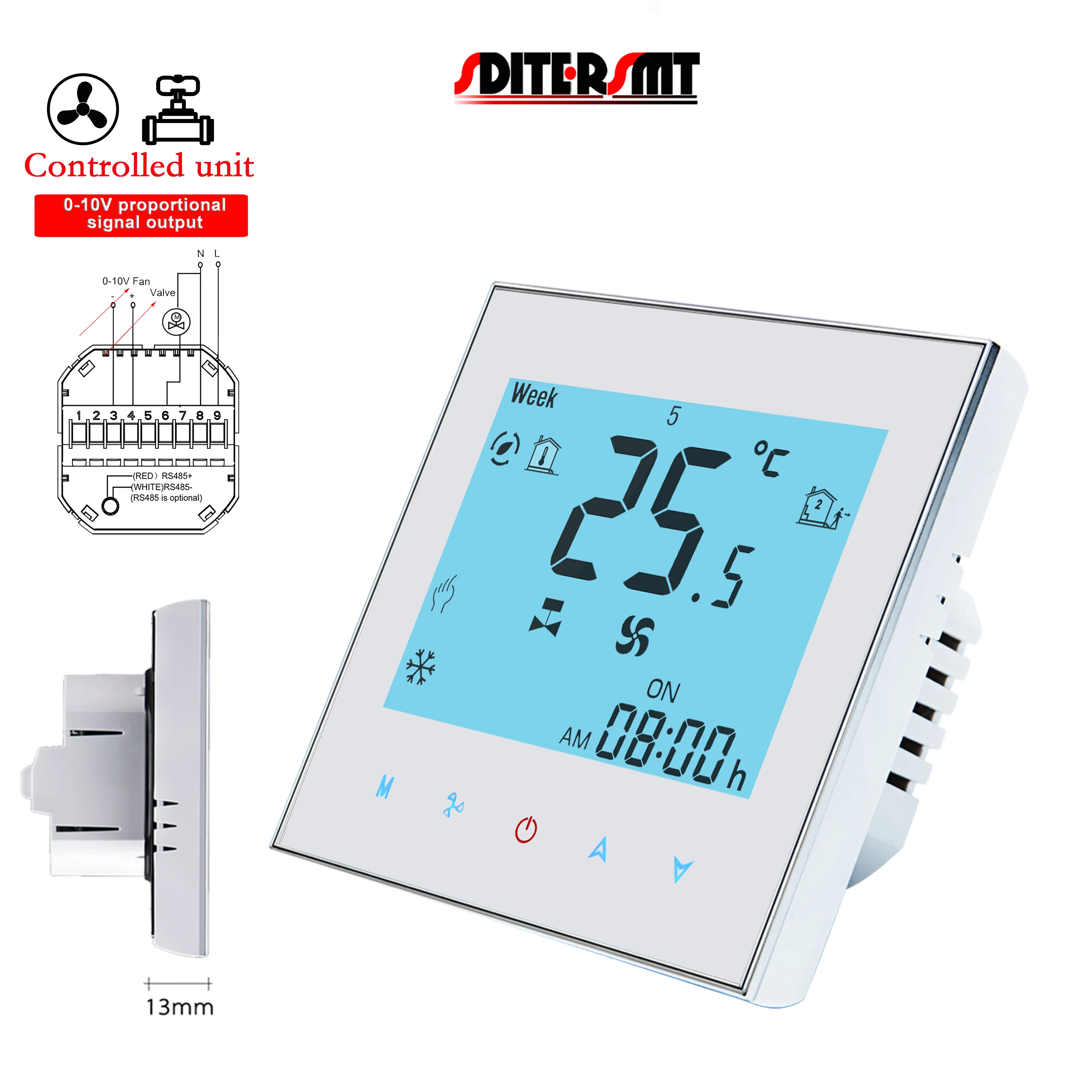 

TUYA WIFI/RS485&MODBUS Protocolo Air Conditioner Thermostat Control for Analog 0-10V Fan/Switch NO Work 24V 120V 220V