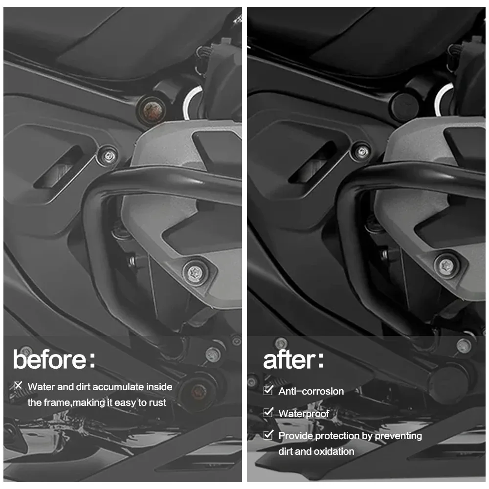 NEW Frame caps For BMW R 1300 GS R1300GS Adventure R1300 GS ADV 2023-2025 Motorcycle Frame Hole Caps Cover Plug Black With Logo