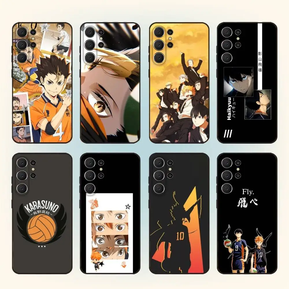 

Anime Haikyuu Team Karasuno Phone Case For Samsung S25,S24,S21,S22,S23,S30,Ultra,S20,FE,Lite,10,9,Black Cover