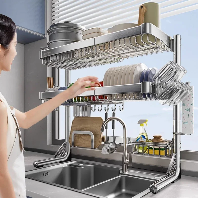 Over The Sink Dish Drying Rack 3 Tier Drying Drainer Rack Over Sink Stainless Steel Adjustable