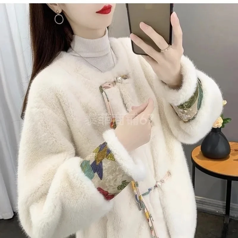 

Новая китайская шуба из норки фэн-шуй для женщин, модная экологически чистая меховая интегрированная осенне-зимняя шуба