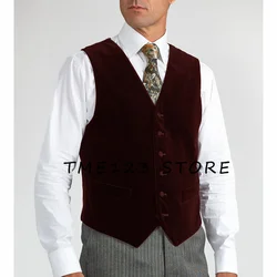 Chaleco de un solo pecho para hombre, traje de terciopelo, informal, gótico, Formal, ropa para boda, Wang