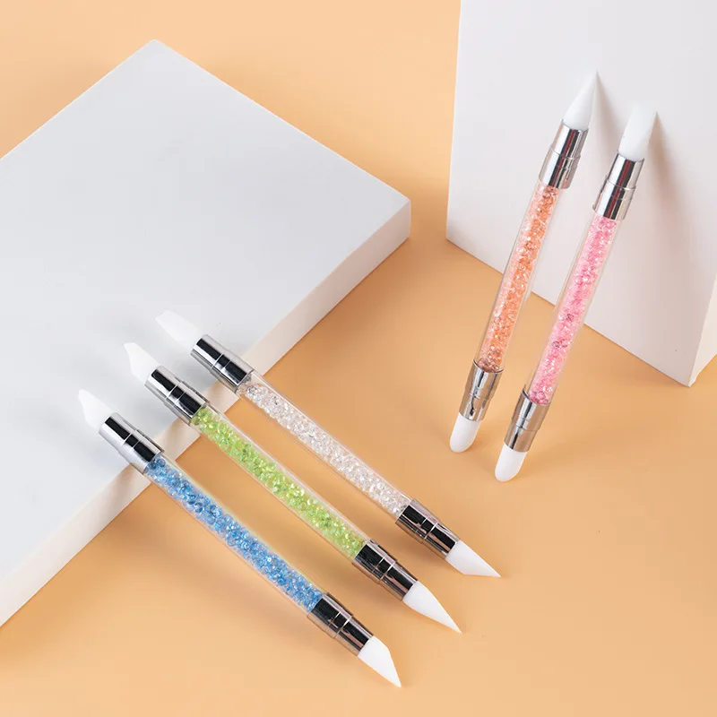 5Pcs Nail Art Sculpture Pen Dual-ended Silicone Brushes for Design Nail 3D Carving Drawing Shaping Embossing Brush Dotting Tool