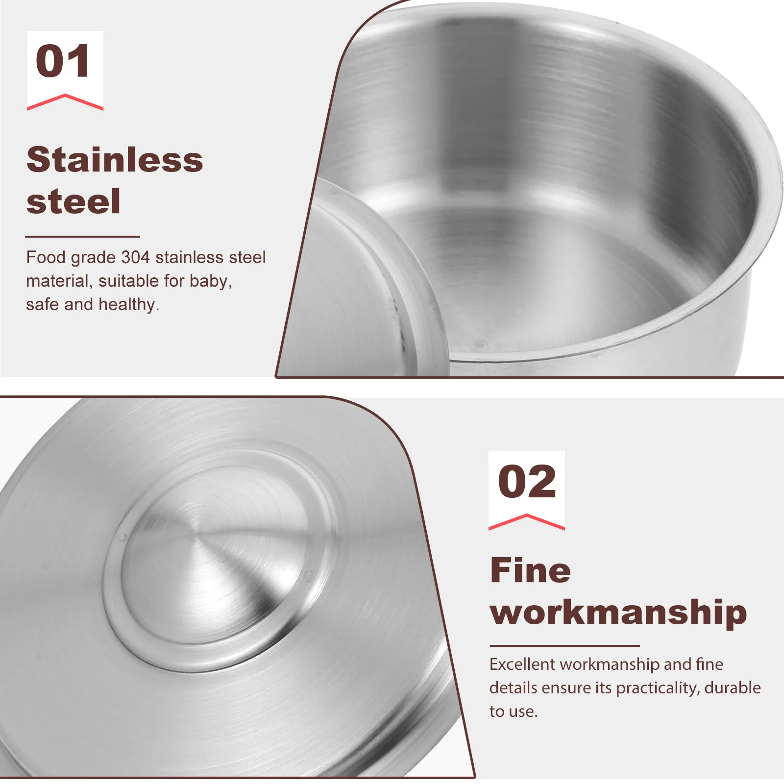 

Stainless Steel Bowl 550ml Steamed Egg Soup Container Lid for Soup Container Home Kitchen Steamed Egg Bowl Camping