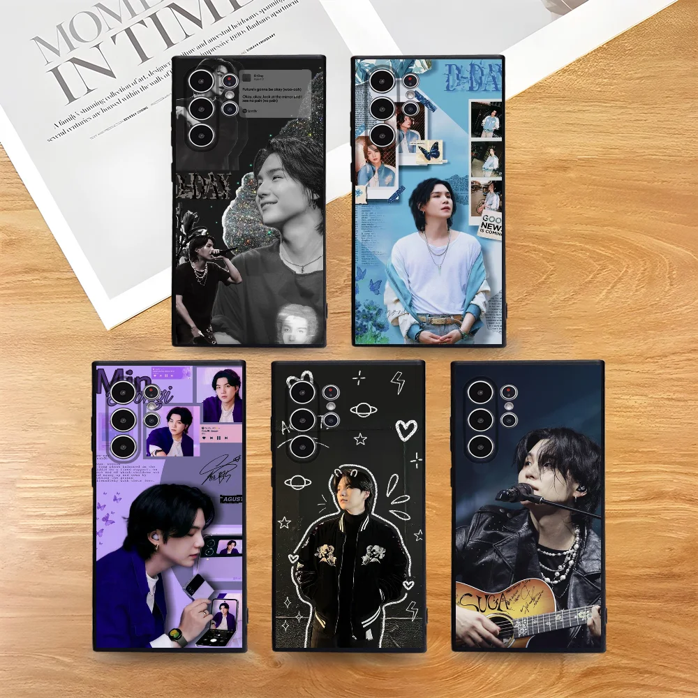 حافظة هاتف Suga Min Y-Yoongi لهاتف سامسونج S series s21 s22 s23 s24 s25 FE Plus Ultra TPU حافظة ناعمة وصديقة للبشرة